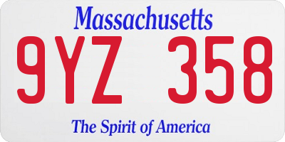 MA license plate 9YZ358