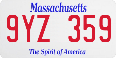 MA license plate 9YZ359