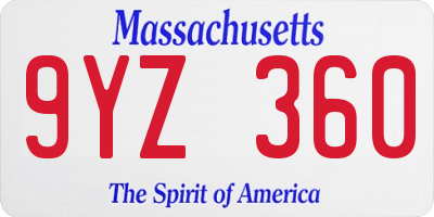 MA license plate 9YZ360