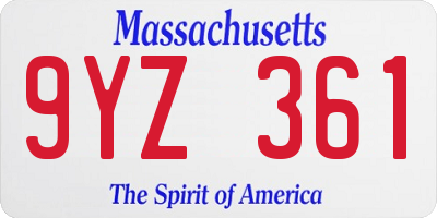 MA license plate 9YZ361