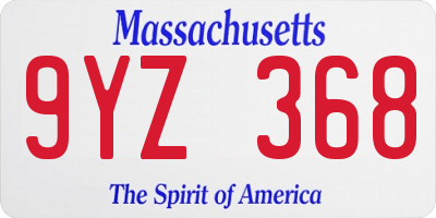 MA license plate 9YZ368