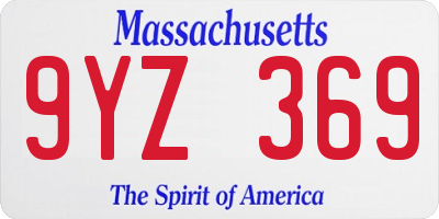 MA license plate 9YZ369