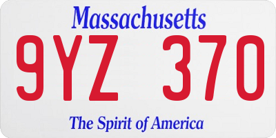 MA license plate 9YZ370