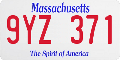 MA license plate 9YZ371