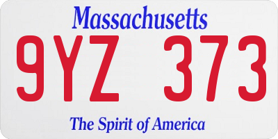 MA license plate 9YZ373
