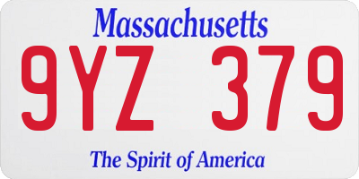 MA license plate 9YZ379