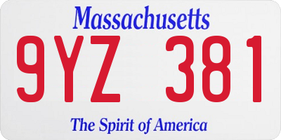 MA license plate 9YZ381