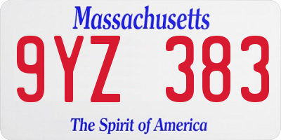 MA license plate 9YZ383