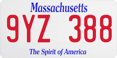 MA license plate 9YZ388