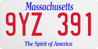 MA license plate 9YZ391