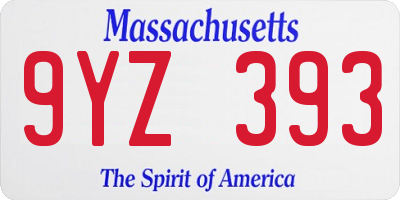 MA license plate 9YZ393