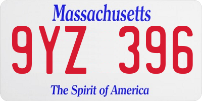 MA license plate 9YZ396