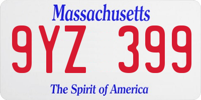 MA license plate 9YZ399
