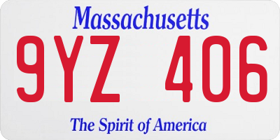 MA license plate 9YZ406