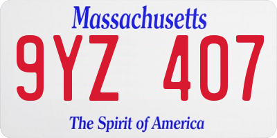 MA license plate 9YZ407