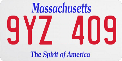 MA license plate 9YZ409