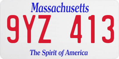 MA license plate 9YZ413