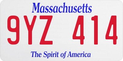 MA license plate 9YZ414