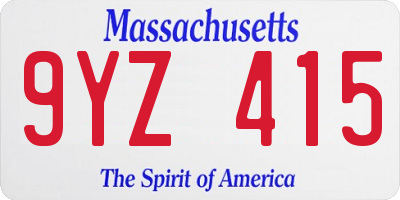 MA license plate 9YZ415