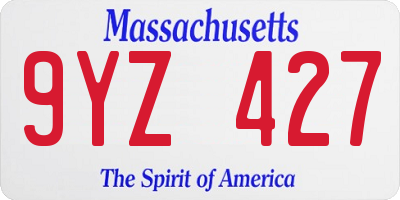 MA license plate 9YZ427