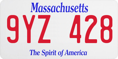 MA license plate 9YZ428