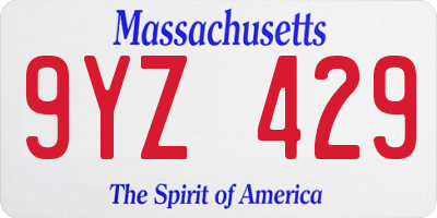 MA license plate 9YZ429