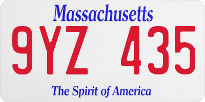 MA license plate 9YZ435