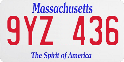 MA license plate 9YZ436