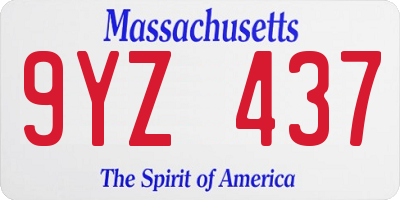 MA license plate 9YZ437
