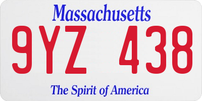 MA license plate 9YZ438