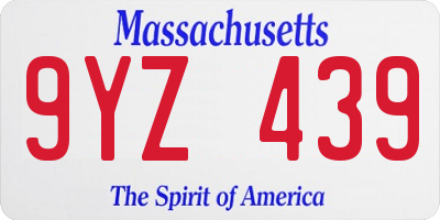 MA license plate 9YZ439