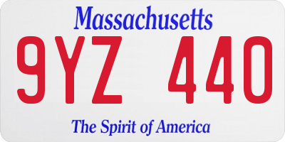 MA license plate 9YZ440