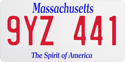 MA license plate 9YZ441