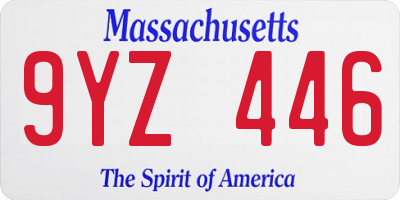 MA license plate 9YZ446