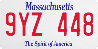 MA license plate 9YZ448