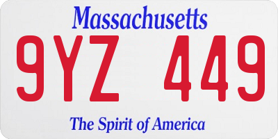 MA license plate 9YZ449