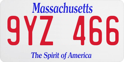 MA license plate 9YZ466
