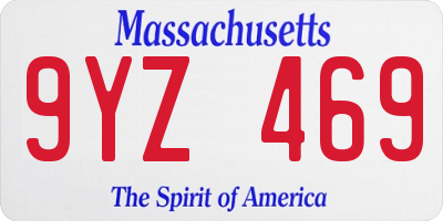 MA license plate 9YZ469