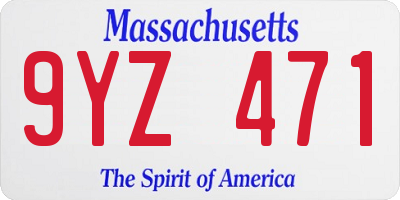 MA license plate 9YZ471