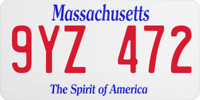 MA license plate 9YZ472