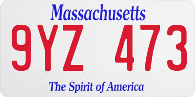 MA license plate 9YZ473