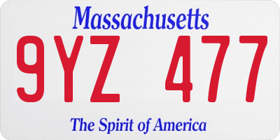 MA license plate 9YZ477