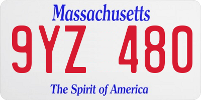 MA license plate 9YZ480