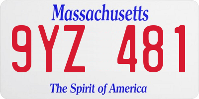 MA license plate 9YZ481