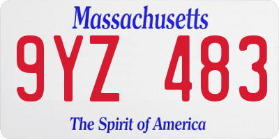 MA license plate 9YZ483