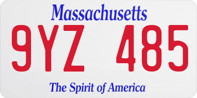 MA license plate 9YZ485