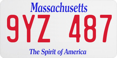 MA license plate 9YZ487