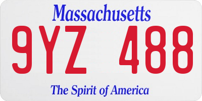 MA license plate 9YZ488