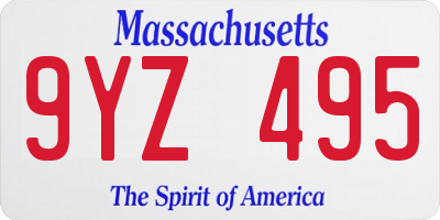 MA license plate 9YZ495