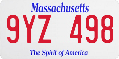 MA license plate 9YZ498